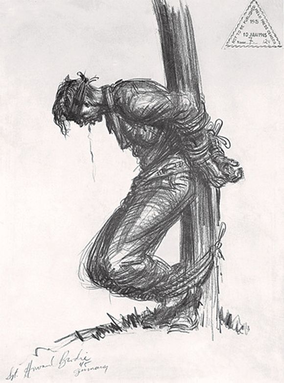580x782 Vector Hand Drawn Sketch Of A Dejected American Soldier In Full - American Soldier Sketch
