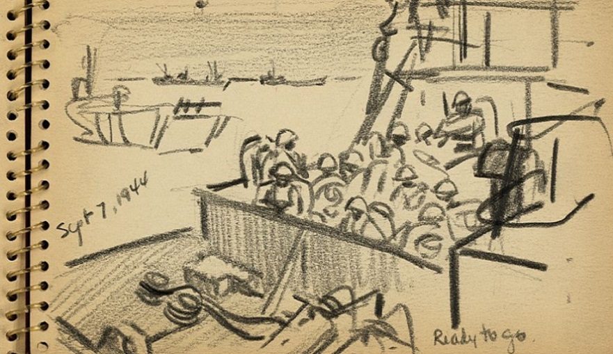 881x509 American Soldier In Normandy Drawings From 1944 - American Soldier Sketch