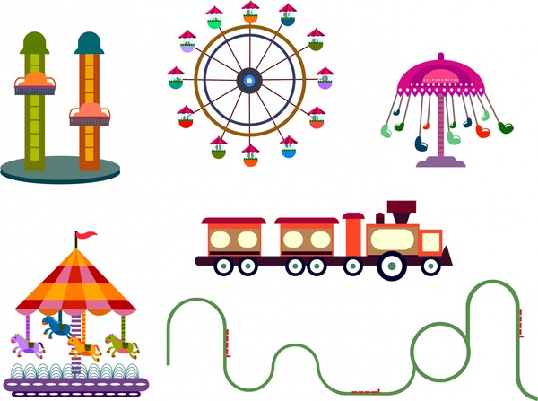 600x447 Amusement Park Design Elements Various Games Sketch Free Vector In - Amusement Park Sketch