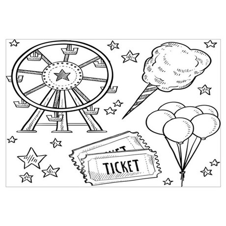 460x460 Amusement Park Objects Sketch Wall Art Canvas Art - Amusement Park Sketch