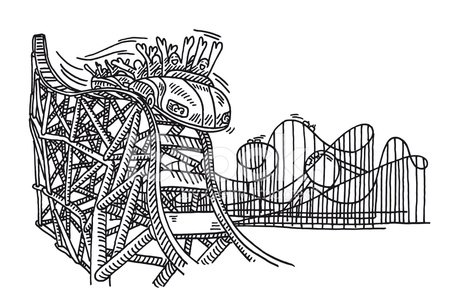 449x299 Rollercoaster Amusement Park Drawing Stock Vectors - Amusement Park Sketch