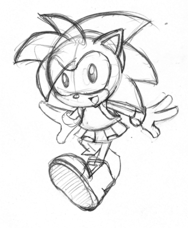 617x747 Classic Amy Rose Sketch By Rongs1234 - Amy Rose Sketch