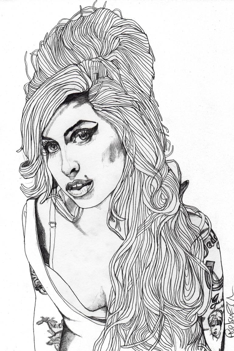 770x1154 Amy Winehouse Drawing By Paul Nelson Esch Saatchi Art - Amy Winehouse Sketch