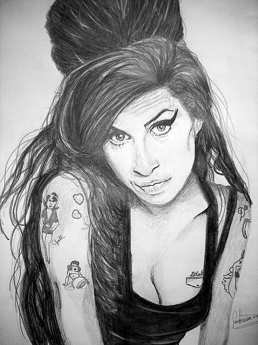 525x700 Amy Winehouse Drawing By Sean Leonard - Amy Winehouse Sketch