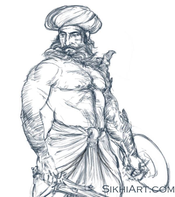 600x677 Drawing An Indian Warrior, Sketching Sikhi Art - An Sketch