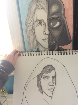320x427 Both Of These Drawing Are Of Anakin Skywalker, Drawn About A Year - Anakin Skywalker Sketch