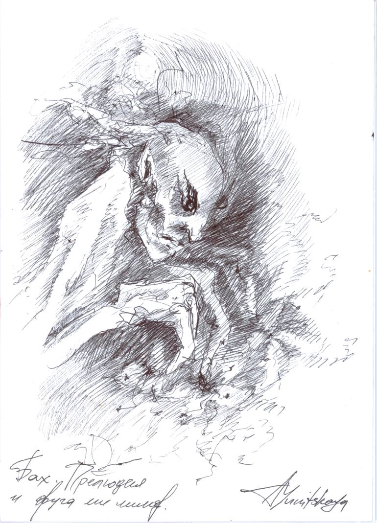 770x1069 Bach (Preludeampfugue In E Minor) Drawing By Anastasia Yunitskaya - Anastasia Sketch