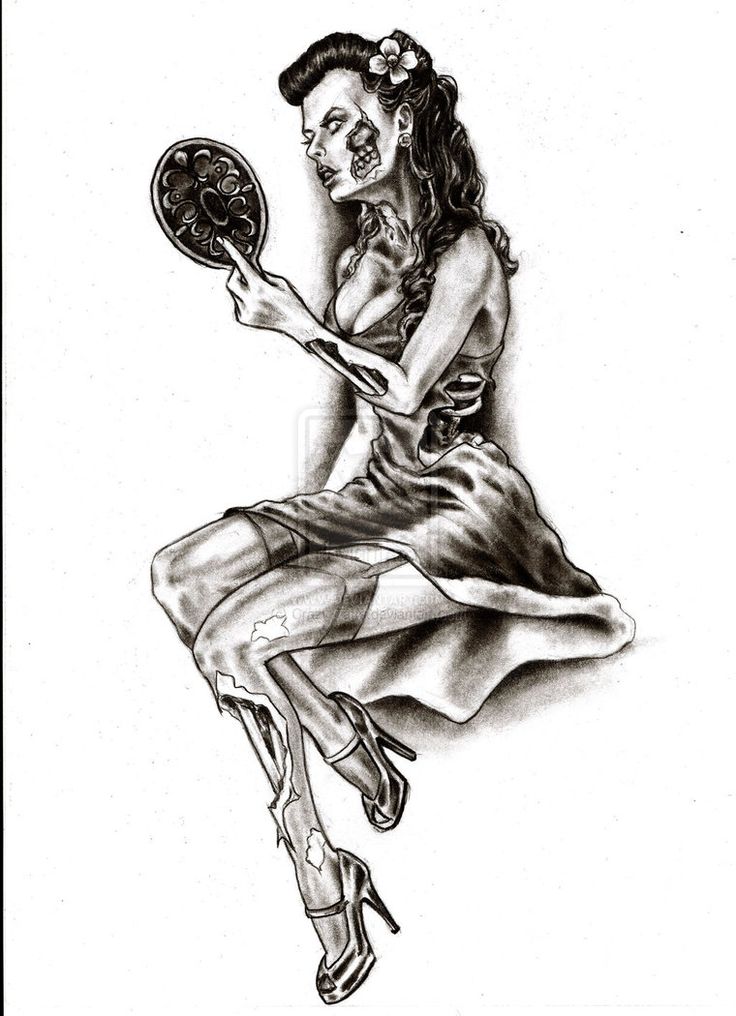 736x1016 Collection Of Zombie Pinup On Anatomical Heart Tattoo Sketch - Anatomical Heart Sketch