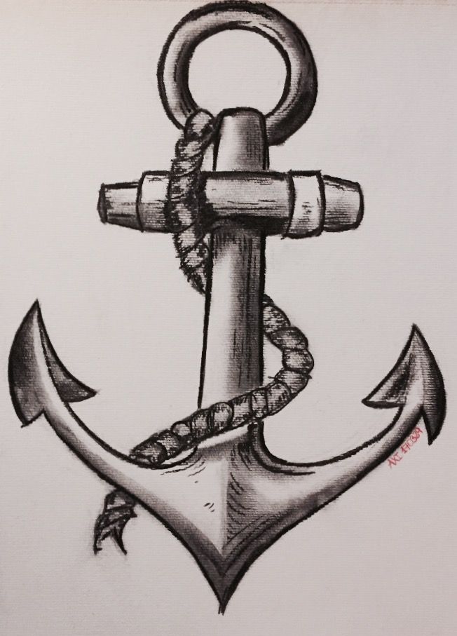 652x907 Charcoal Anchor Drawing Sleeve Ideas In 2018 - Anchor Sketch