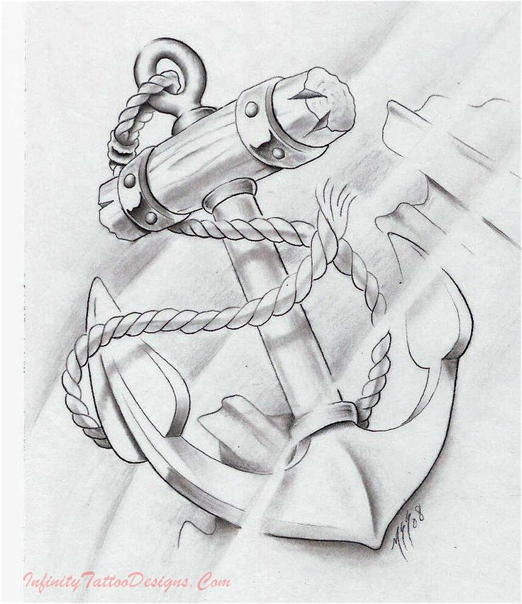 736x851 Drawn Tattoo Anchor - Anchor Sketch