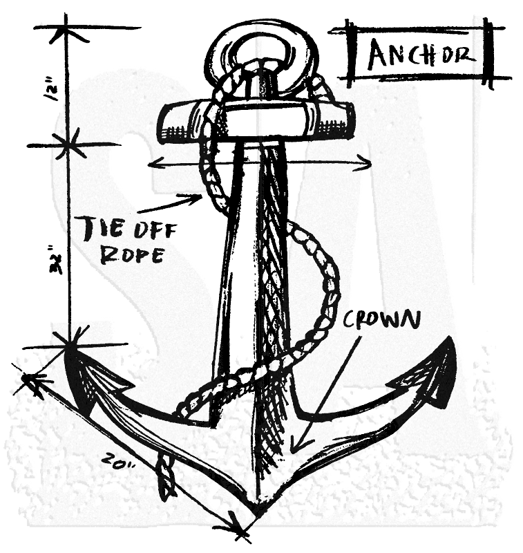 757x800 Tim Holtz Wood Mounted Stamp - Anchor Sketch
