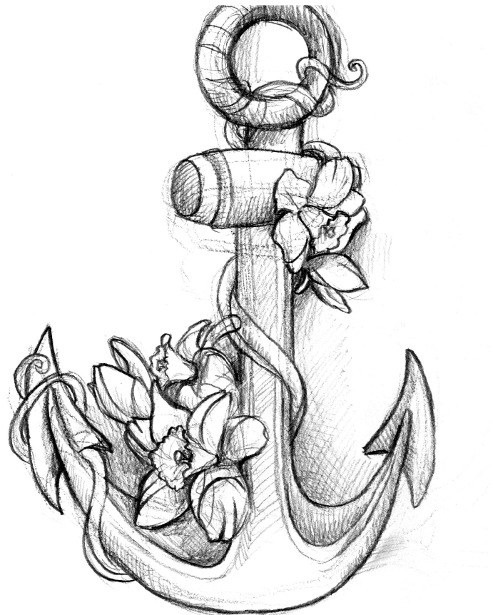691x862 Anchor Tattoo By Rikercreatures - Anchor Tattoo Sketch
