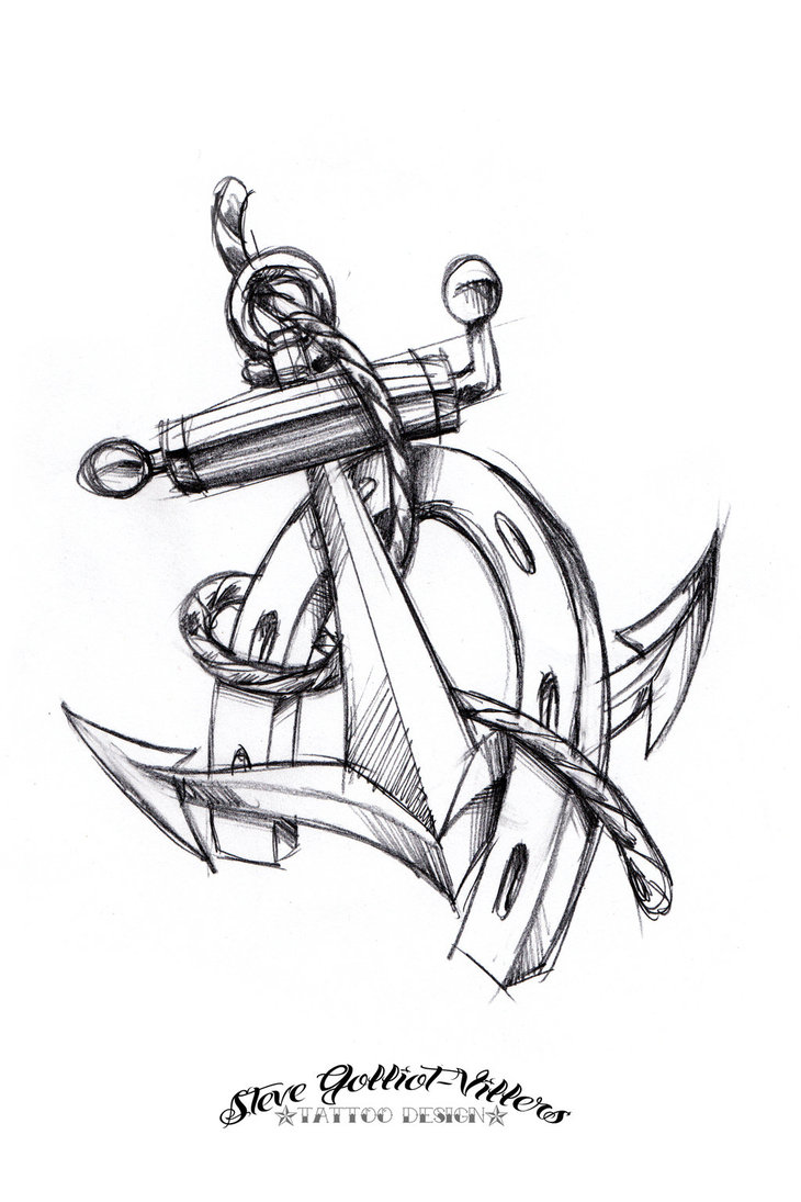 730x1095 Anchor And Horseshoe Tattoo Sketch By Stevegolliotvillers On - Anchor Tattoo Sketch