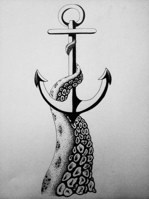 500x667 Anchor Tattoo Octopus Leg Sketch Drawing Design Idea Tats Life - Anchor Tattoo Sketch