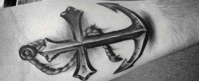 640x260 40 Anchor Cross Tattoo Designs For Men - Anchor Tattoo Sketch