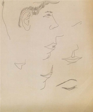 390x470 Untitled Sketch Of A Mans Head, Eyes And Lips By Andy Warhol On Artnet - Andy Warhol Sketches