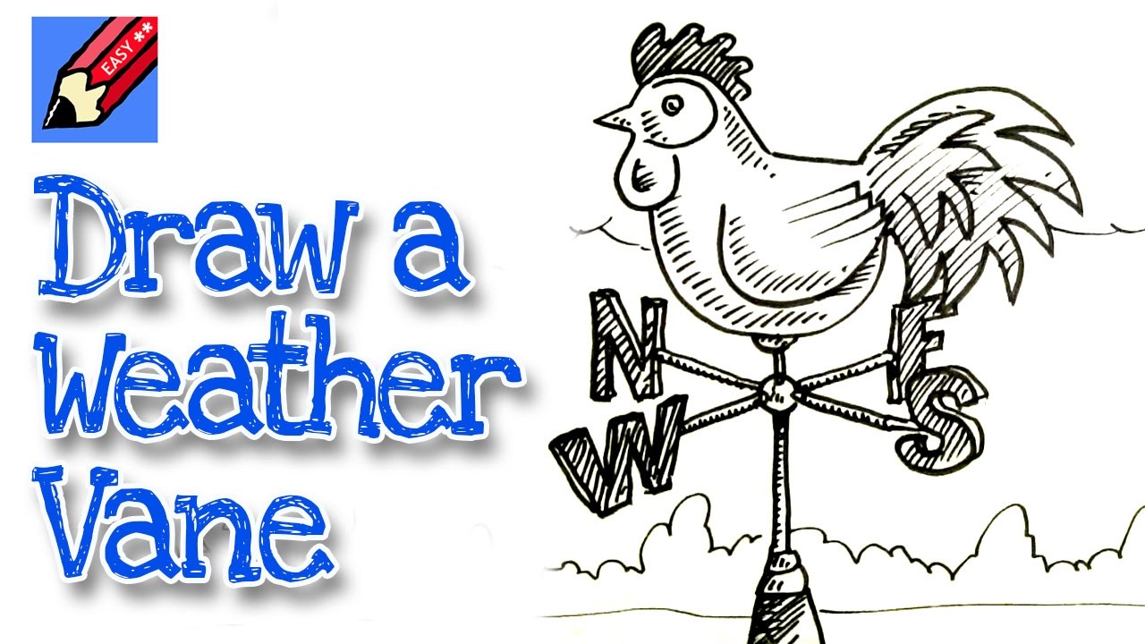1280x720 How To Draw A Weathercock Weathervane Real Easy For Kids And - Anemometer Sketch