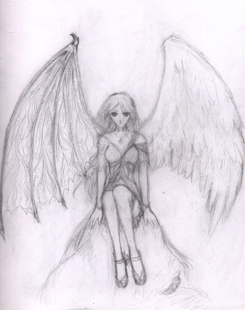 500x634 Devil Angel Sketch By 00mc Archangel - Angel And Devil Sketch