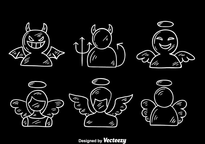 700x490 Sketch Angel And Devil Vector - Angel And Devil Sketch