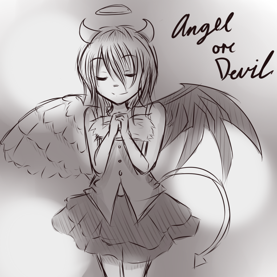 900x900 Angel Devil Sketch By Magianwizard - Angel And Devil Sketch