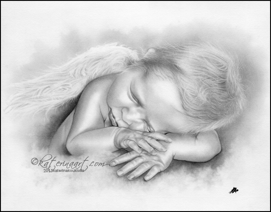 911x713 Baby Angel Boy By Katerina Art - Angel Baby Sketch