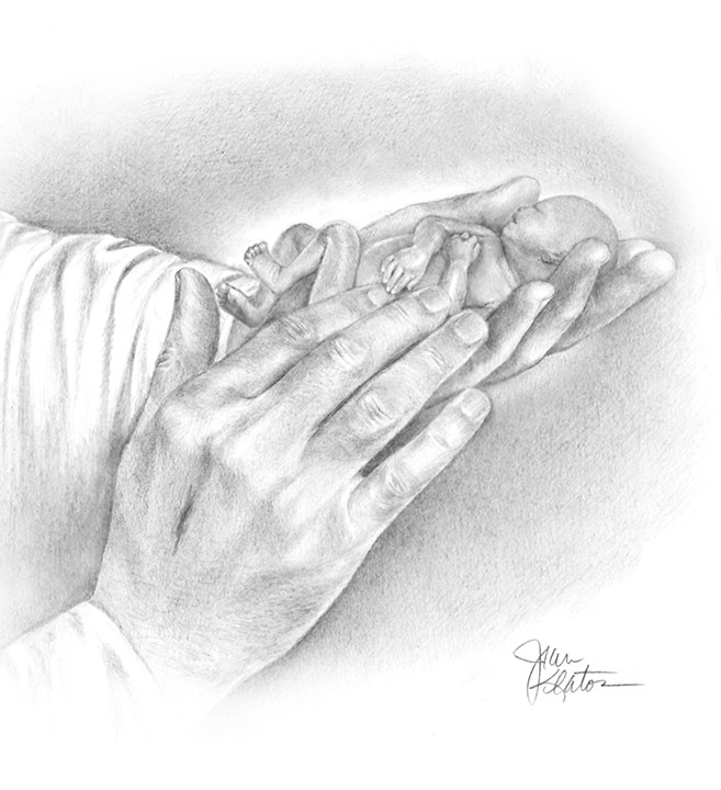 657x720 Angel Baby Jean Keaton Art - Angel Baby Sketch