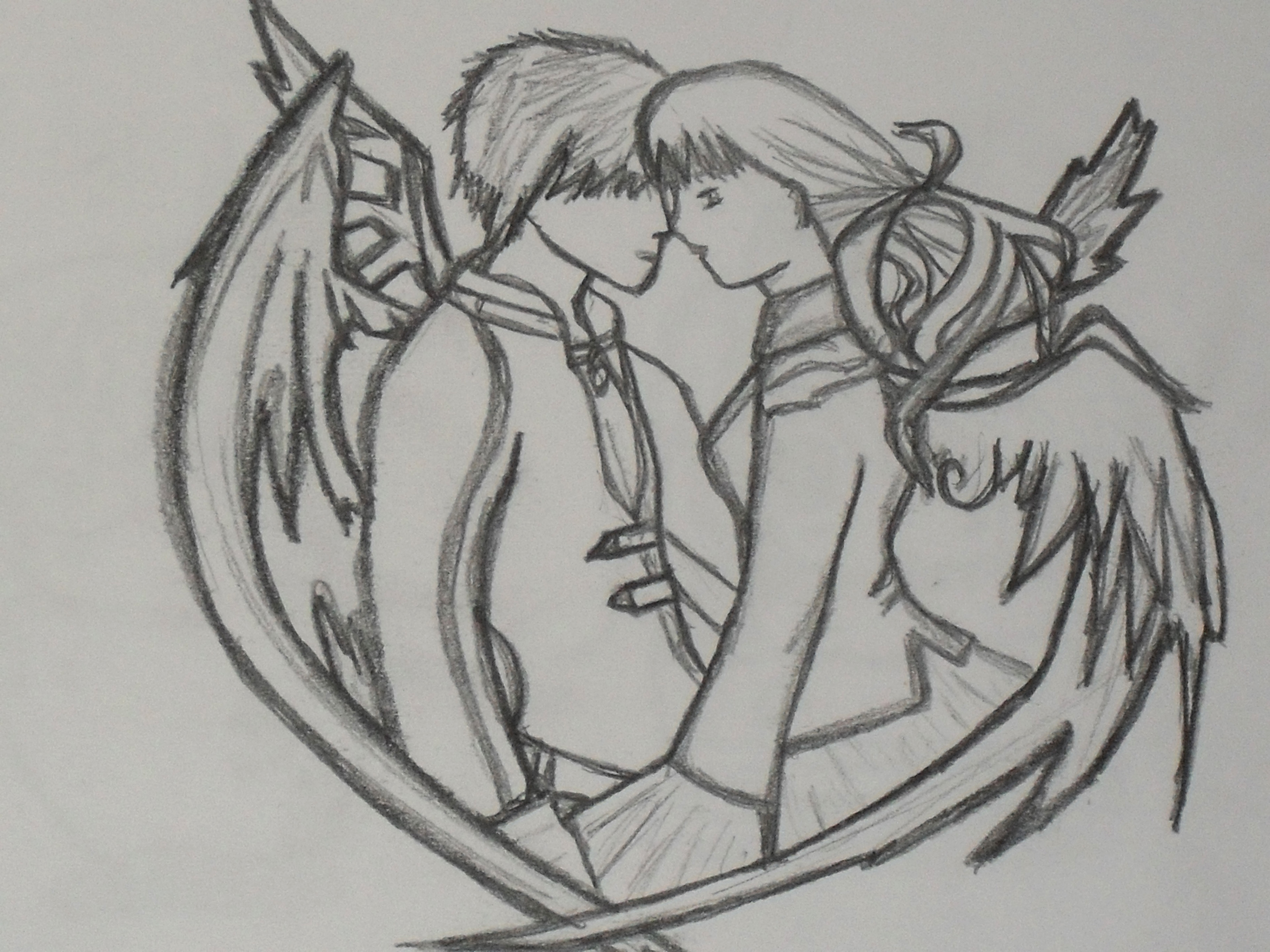3648x2736 Collection Of Angel Vs Demon Drawing Download Them And Try To Solve - Angel Devil Sketch