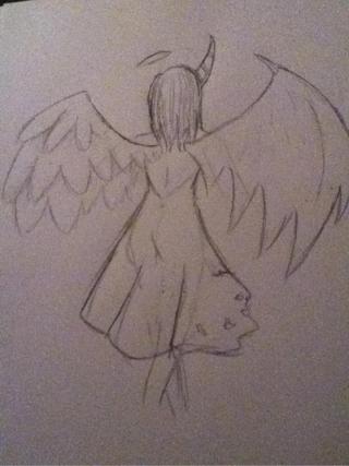 320x427 Random Sketch. - Angel Devil Sketch