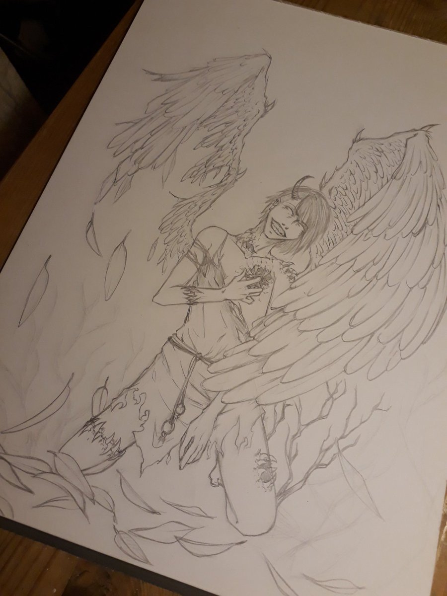 900x1200 On Twitter Almost Done. - Angel Devil Sketch