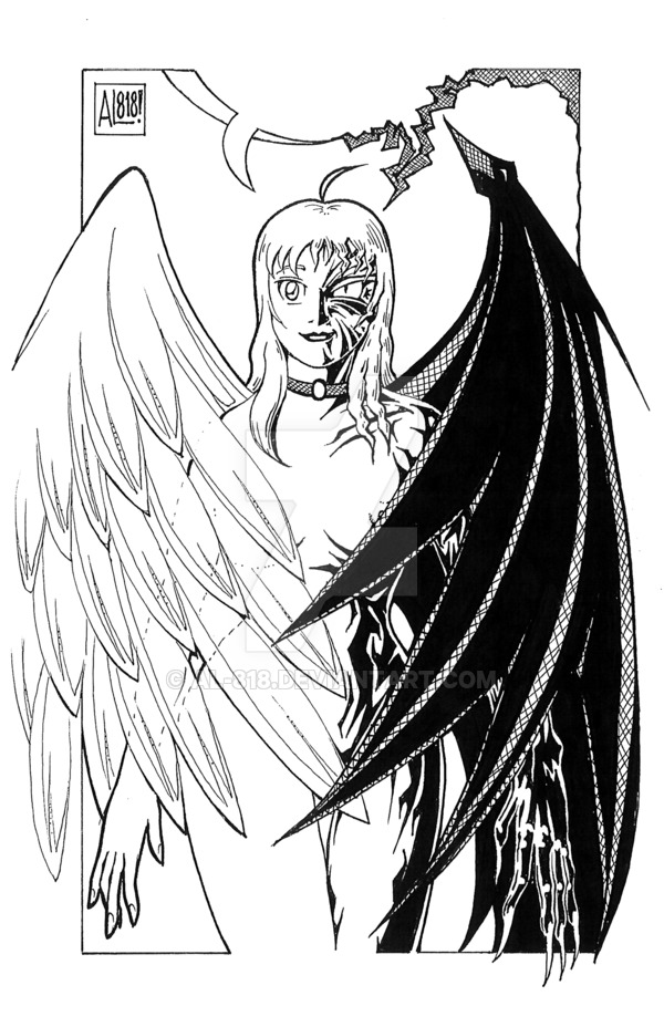 600x928 Winged Angel Devil Girl By Al 818 - Angel Devil Sketch