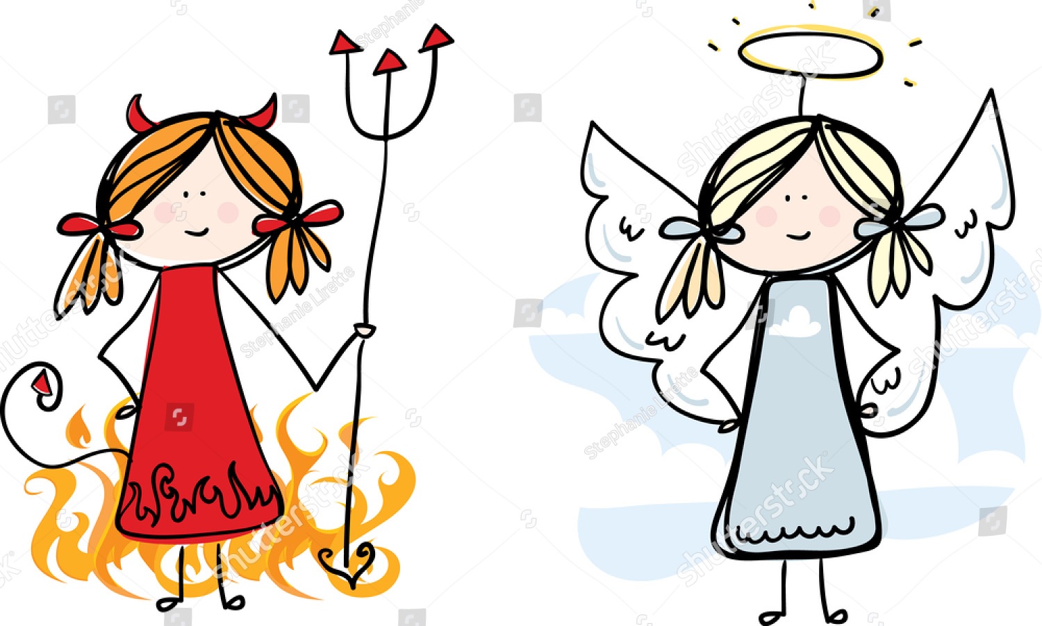 1500x902 Stock Vector Devil And Angel Loose Sketch 35560939 Saint - Angel Devil Sketch
