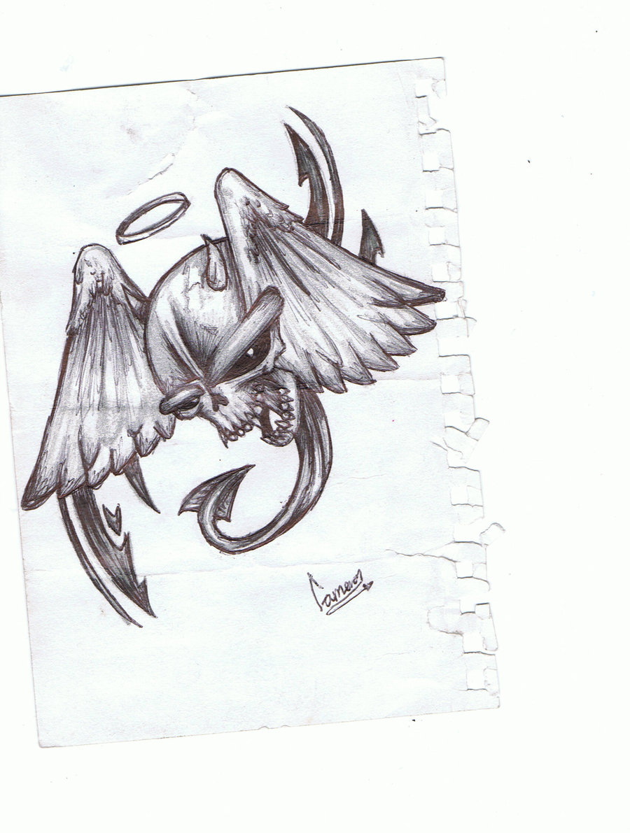 900x1191 Angel And Devil Sketch - Angel Devil Sketch