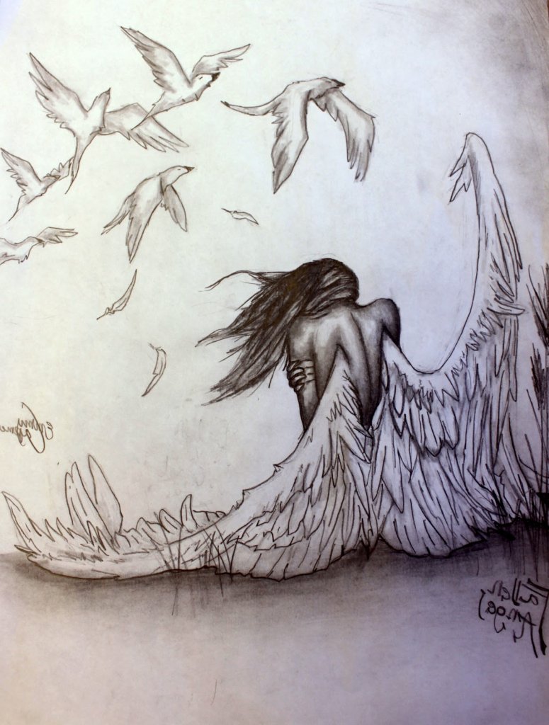 775x1024 Dark Angel Clipart Pencil Sketch - Angel Drawing Sketch