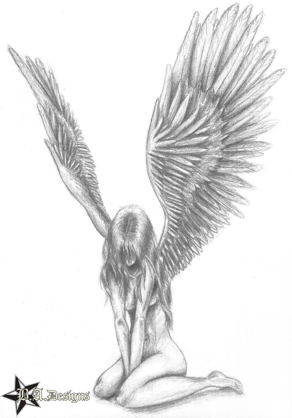 1024x1464 Fallen Angel Drawings - Angel Drawing Sketch