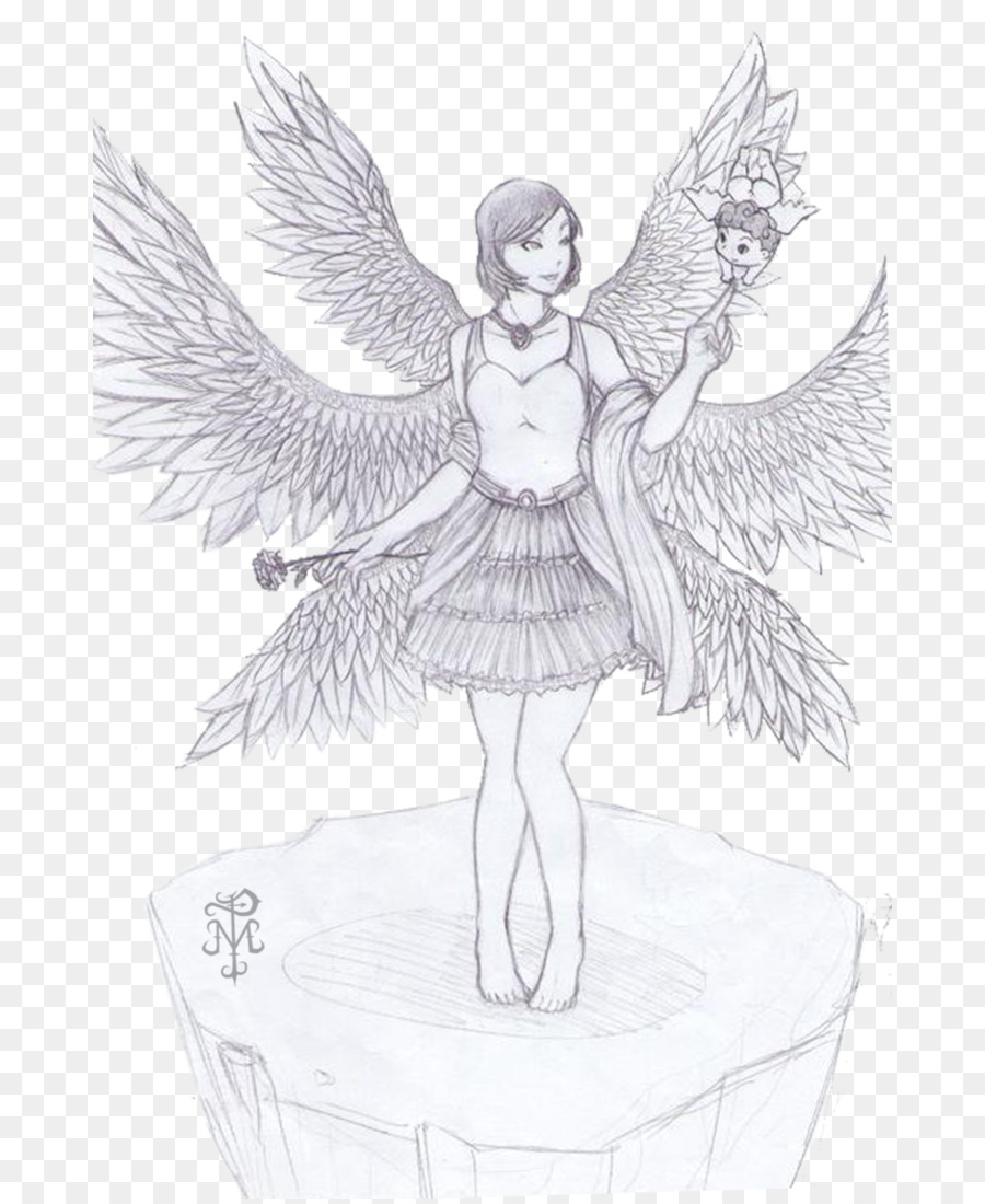 900x1100 Angel Drawing Seraph Line Art Sketch - Angel Drawing Sketch