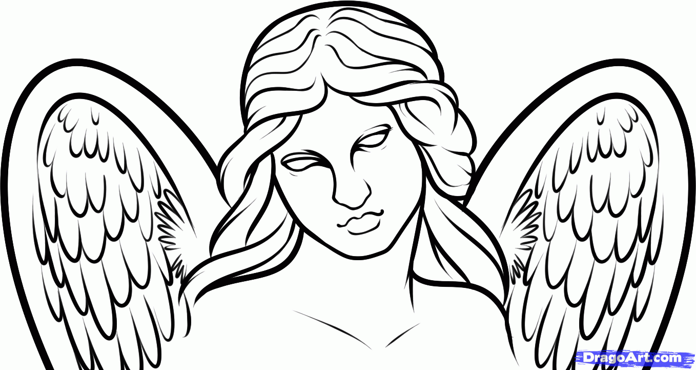 1358x721 Pictures Easy Drawings Of Angels, - Angel Easy Sketch