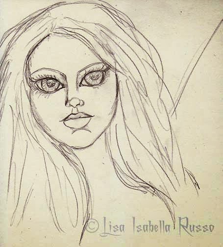 455x504 The Fine Art And Ramblings Of Lisa Isabella Russo Fairy Angel - Angel Face Sketch