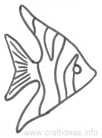 333x450 Free Summer Craft Pattern And Coloring Book Page - Angel Fish Sketch
