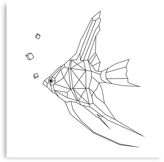 550x545 Geometric Fish, Angel Fish, Geometric Art Canvas Prints By - Angel Fish Sketch