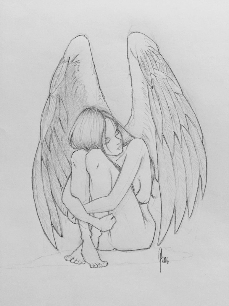 774x1032 Angel Girl Sketch By Quickote - Angel Girl Sketch