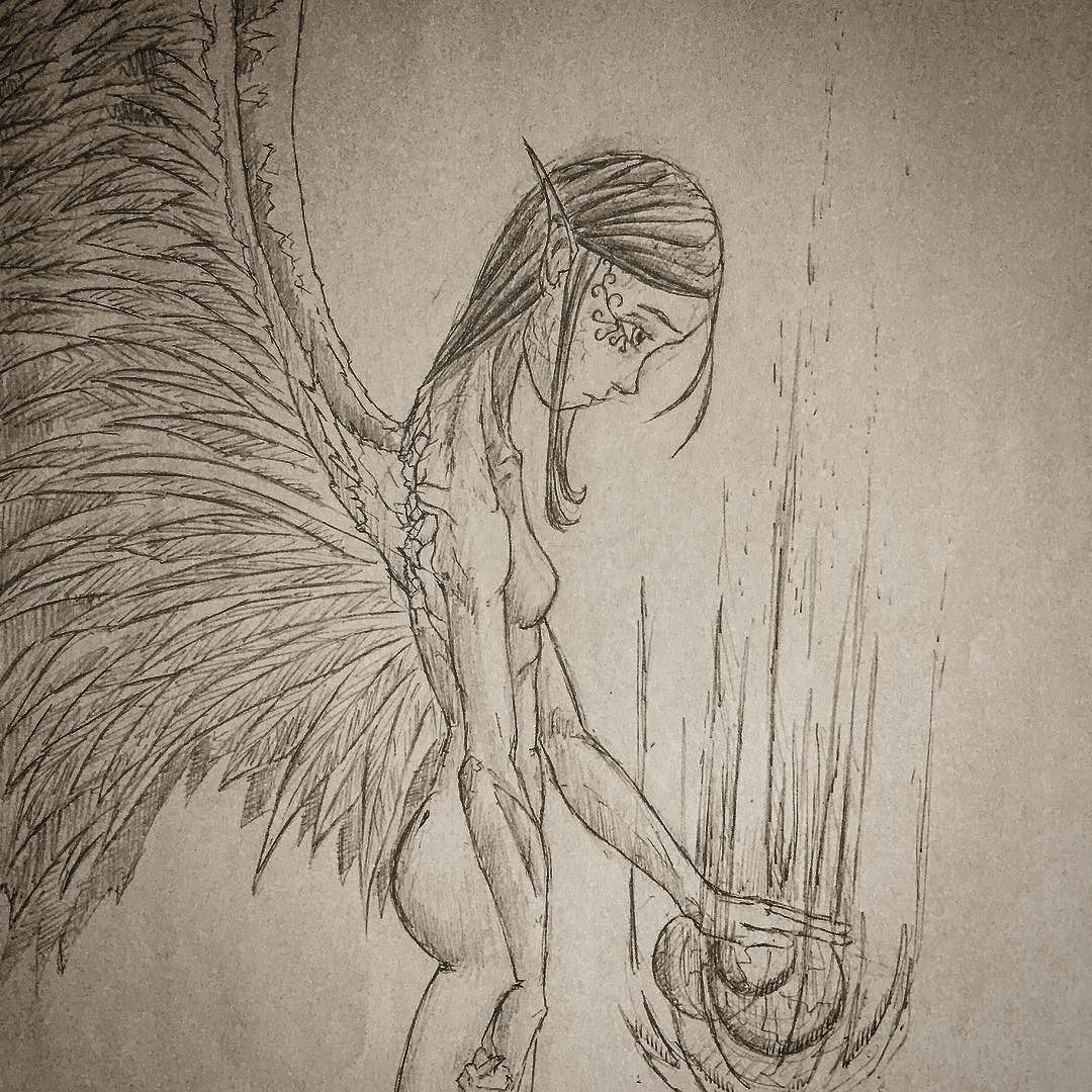1080x1080 Depressing Pencil Sketches Pics Depressed - Angel Girl Sketch