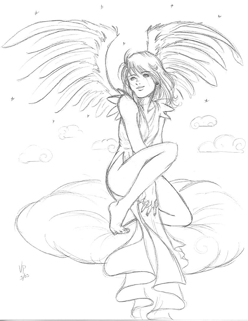840x1088 Collection Of Happy Angel Drawing High Quality, Free - Angel Girl Sketch