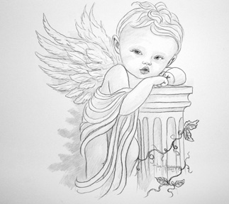 323x288 Baby Girl Sketches - Angel Girl Sketch