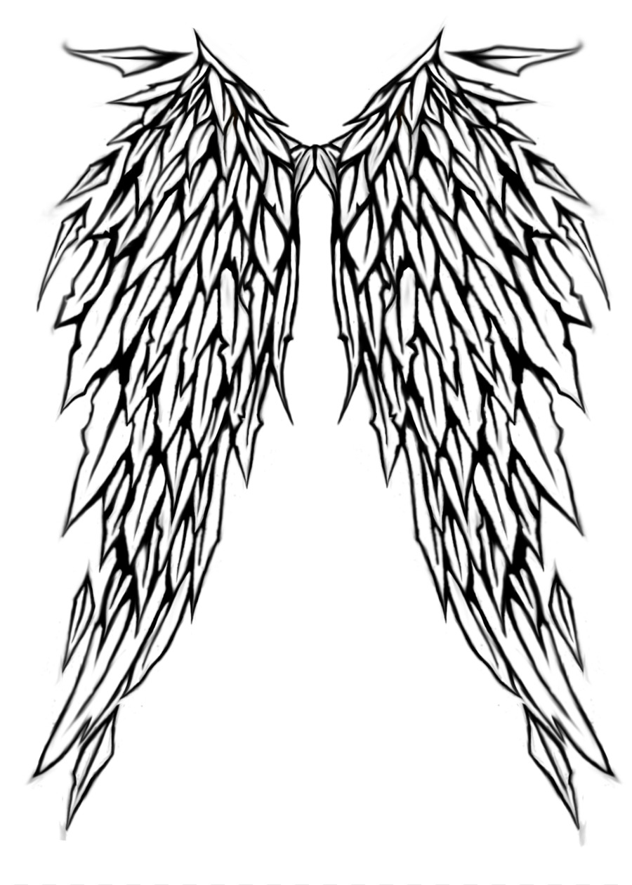 900x1260 Lower Back Tattoo Angel Wing Flash - Angel Halo Sketch