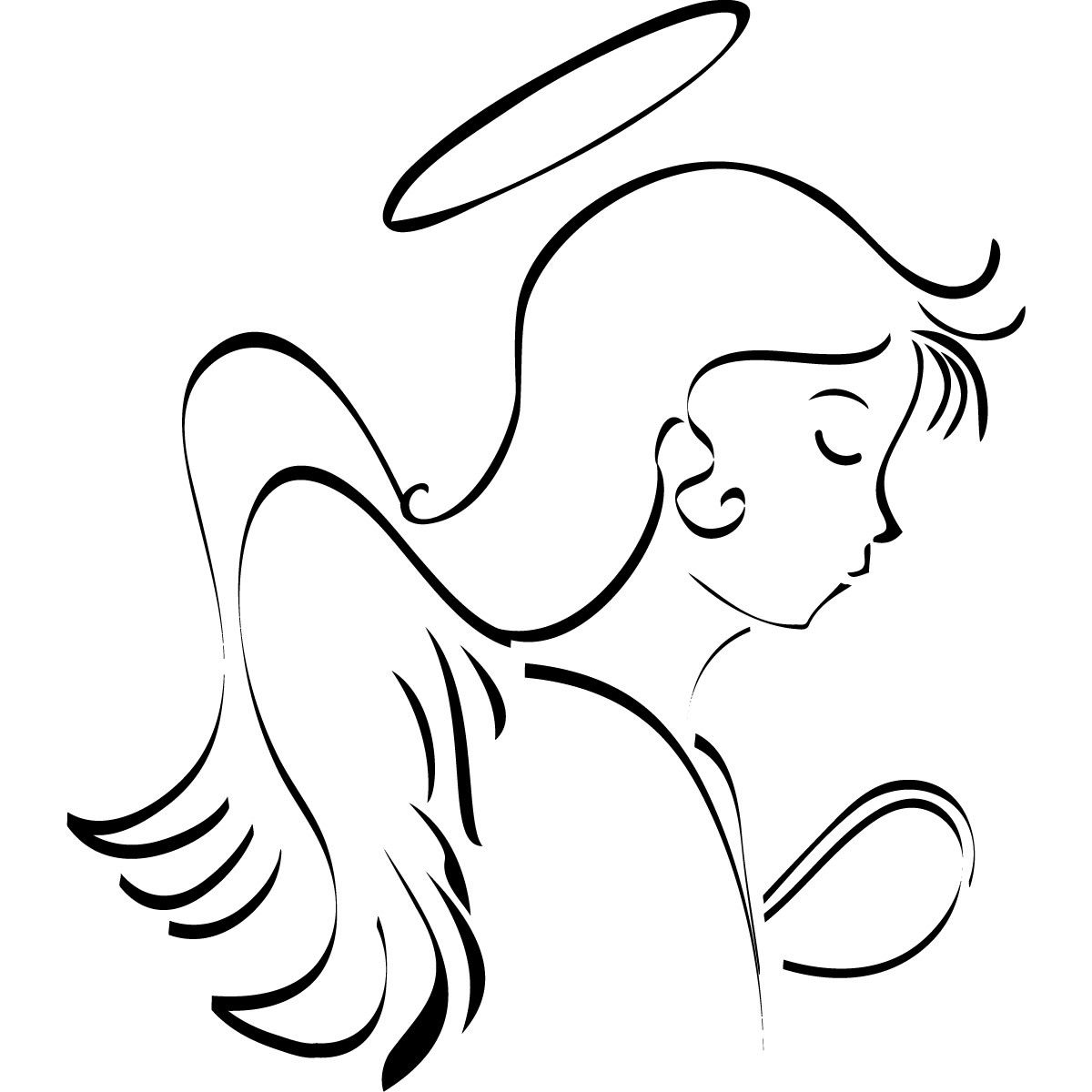 1200x1200 Angel Line Drawings Angel Line Drawing Embroidery - Angel Halo Sketch