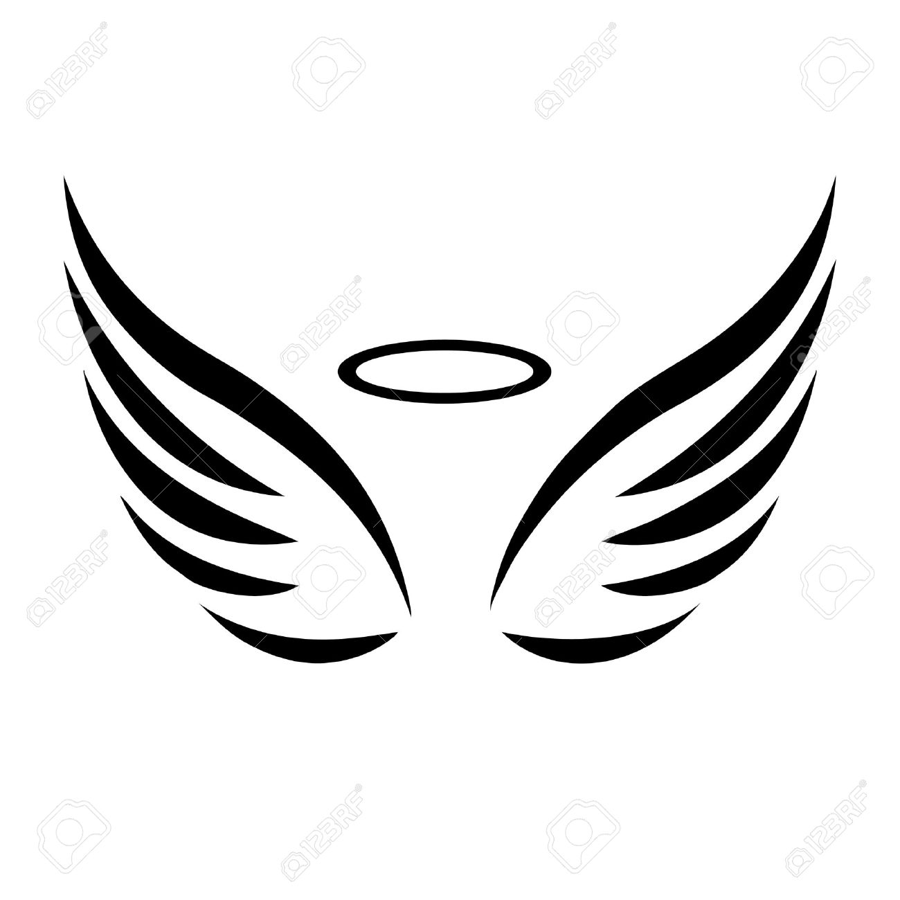 1300x1300 Angel Wings Black And White Gallery Images) - Angel Halo Sketch