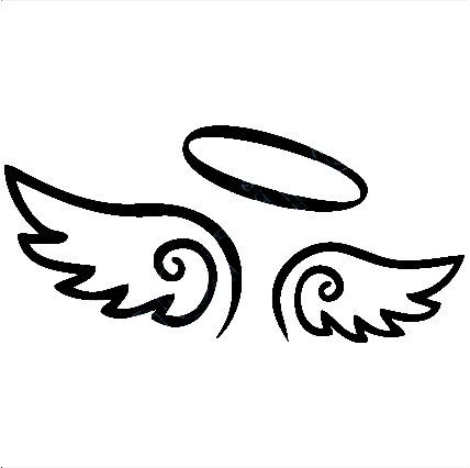 428x426 Angel Wings Decal With Halo, Angels Decals, Angels Stickers, Vinyl - Angel Halo Sketch