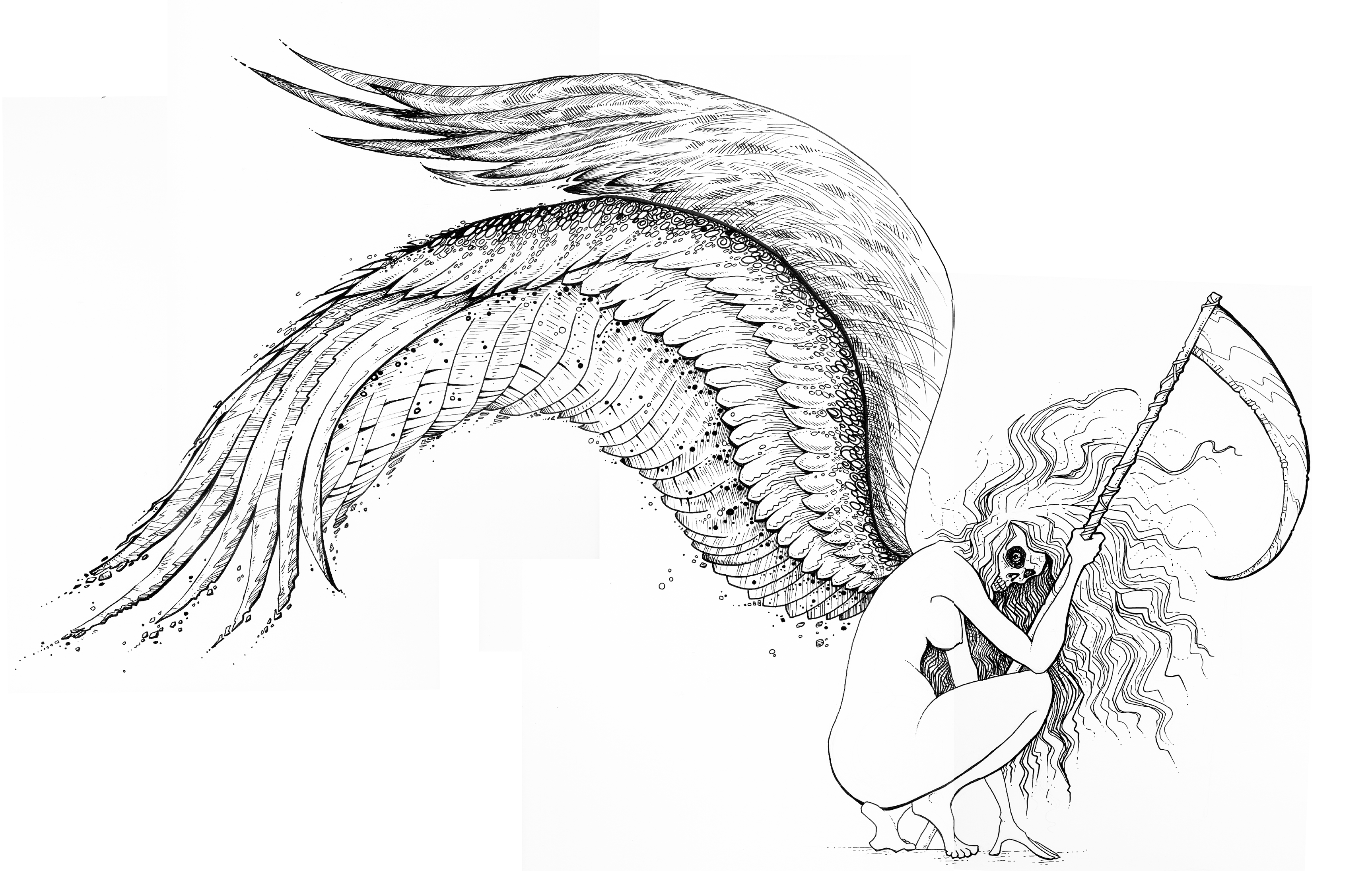 3450x2190 Angel Of Death - Angel Of Death Sketch