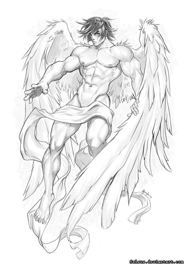 636x900 Angel Sketch 01 By Felsus - Angel Sketch