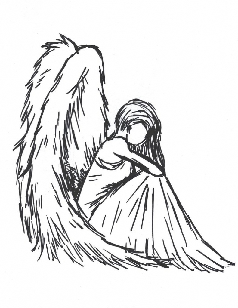 791x1024 Sad Angel Drawing Drawing Skill - Angel Sketch